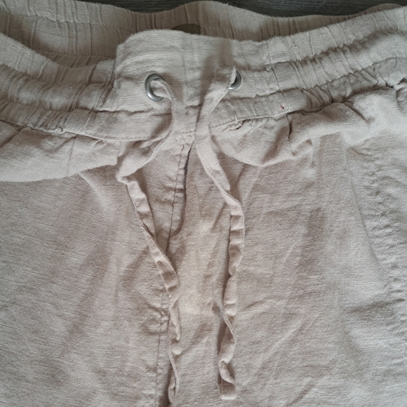 NATURALS Linen flax shorts oatmeal neutral coastal beachy drawstring comfy 2X - Picture 4 of 7